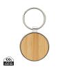 RCS recycled zinc alloy round keychain with bamboo